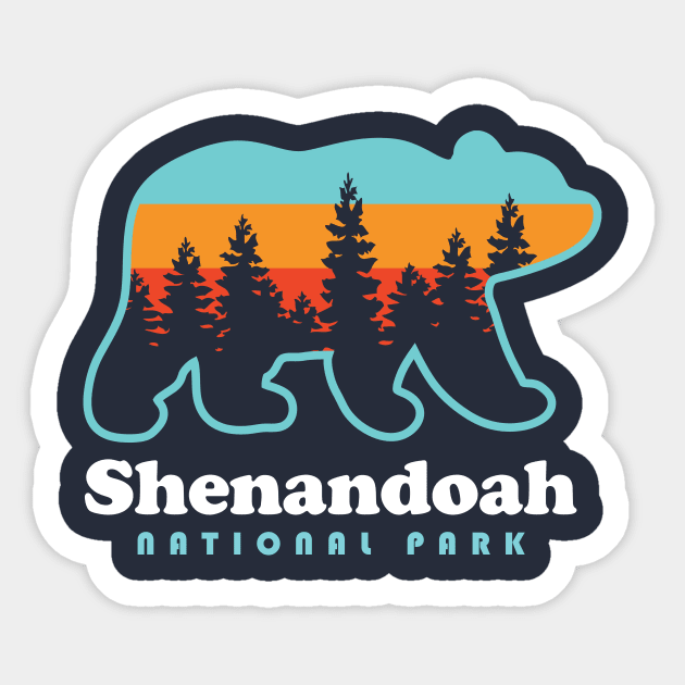 Shenandoah National Park Bear Trees Sticker by PodDesignShop